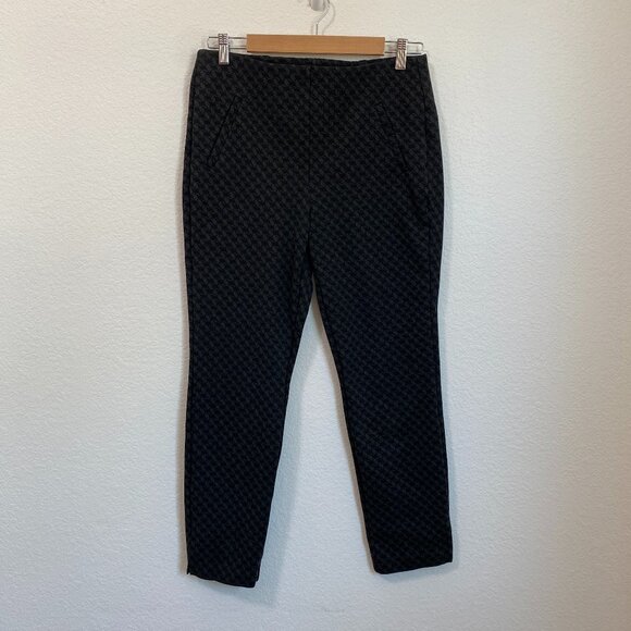 Chico's Black & Gray Houndstooth Plaid Pull On Slimming Stretch Pants Size 1 (8) - Picture 1 of 8